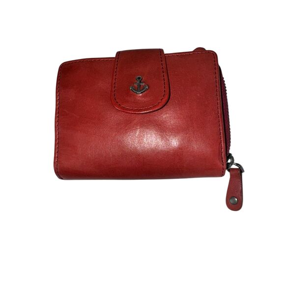Harbour 2nd Women's Red Genuine Leather Bifold Wallet Coin Pocket - Picture 1 of 7